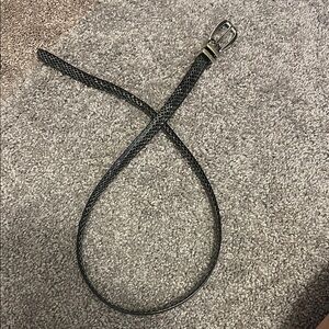 Woman’s Black Textured Belt with Silver Buckle